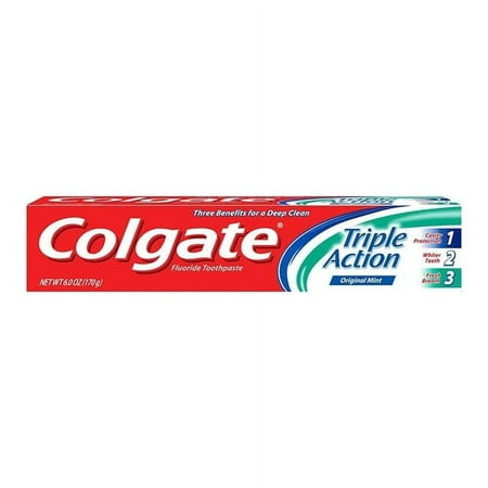 Colgate Triple Action Flouride Toothpaste Original Mint, 6 Oz, 2 Pack