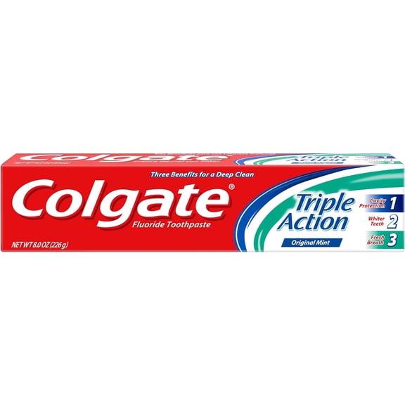 Colgate Triple Action Toothpaste, Original, 8 Oz - 2 Pack