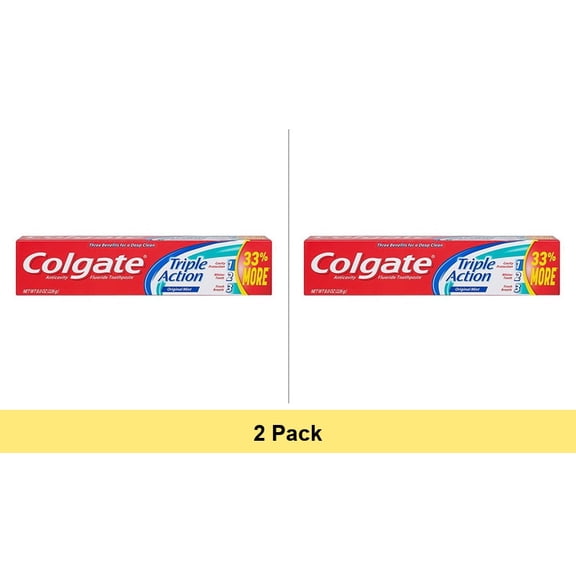 Colgate Triple Action Toothpaste, Original, 8 Oz - 2 Pack