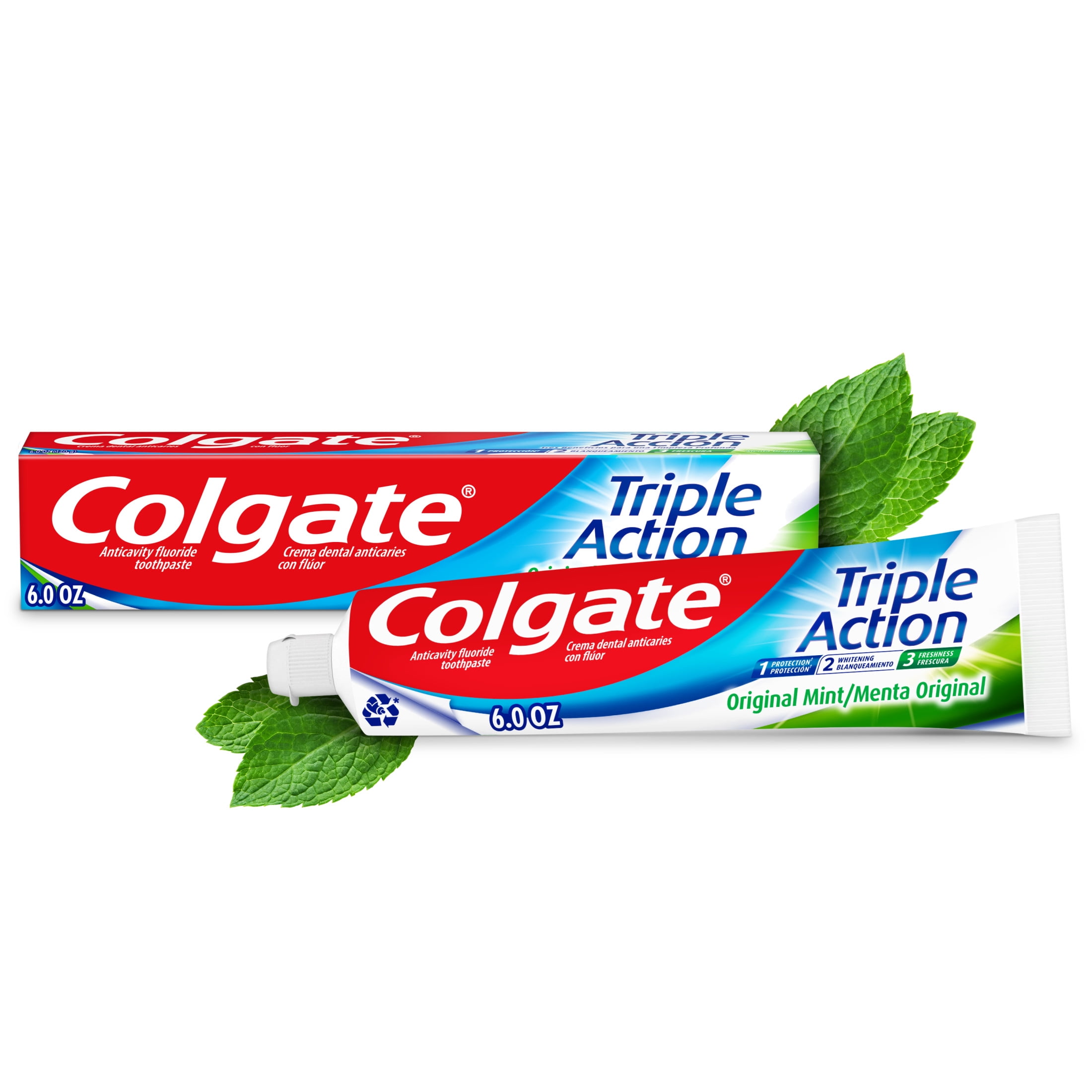 Colgate Triple Action Toothpaste, Original Mint, 6 oz Tube