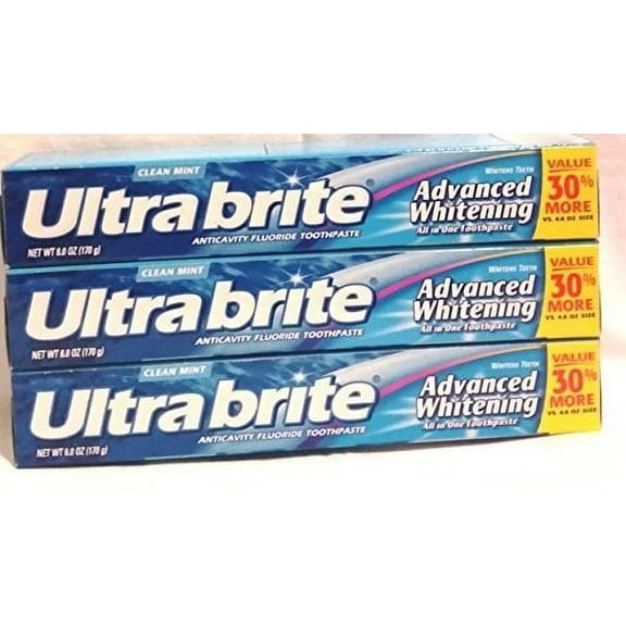 Colgate Ultra Brite Advanced Whitening Anticavity Fluoride Toothpaste, Clean Mint Flavor, 6 oz. (Pack of 3)