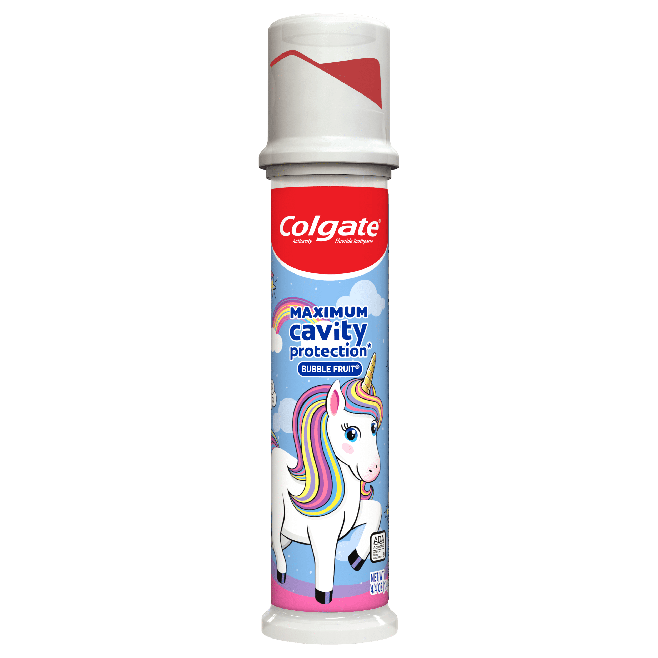 Colgate Unicorn Kids Cavity Protection Toothpaste Pump with Fluoride, ADA Accepted, Ages 6+, Bubble Fruit, 4.4 ounces