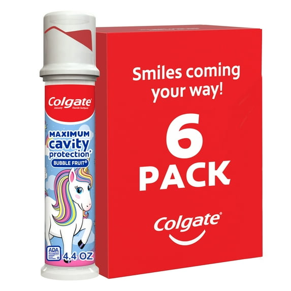 Colgate Unicorn Kids Cavity Protection Toothpaste Pump with Fluoride, ADA Accepted, Ages 6+, Bubble Fruit, 4.4 ounces