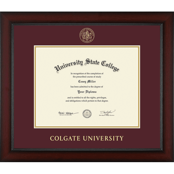 Colgate University Diploma Frame, Document Size 11" x 8.5"