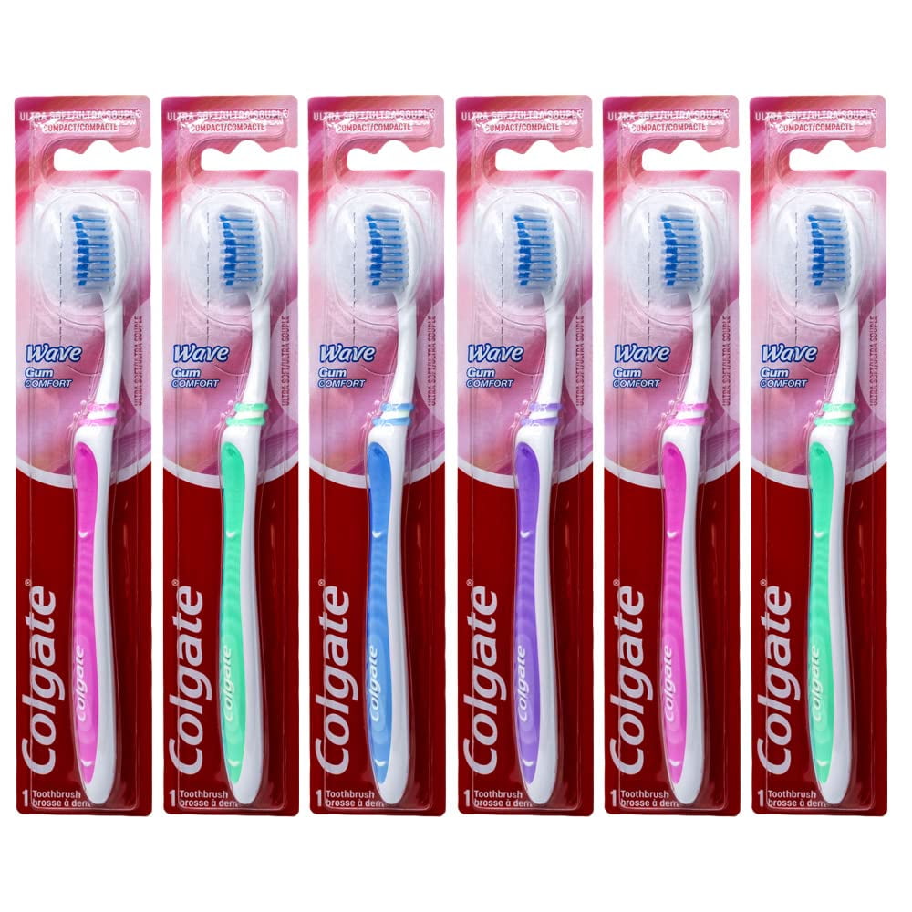 Colgate Wave Gum Comfort Toothbrush, Ultra Soft Compact Head (Colors
