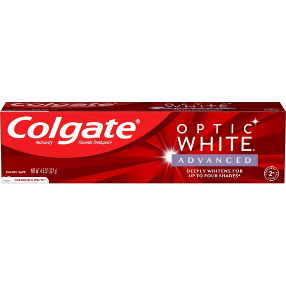 Colgate White Advanced Whitening Toothpaste, Sparkling White, 4.5 oz (Pack of 2)
