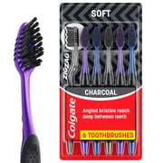 Colgate ZigZag Adult Soft Charcoal Toothbrushes, Soft Bristled Manual Toothbrushes, 6 Pack