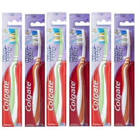 Colgate Zig Zag Deep Clean Toothbrush, Firm - 6 Count (Assorted Colors)