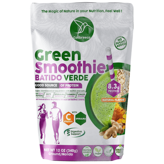 Colibreeco, Green Smoothie, 12 Oz 1 Bag, Super Blend Made From Soy Protein With Lecithin and Oats.