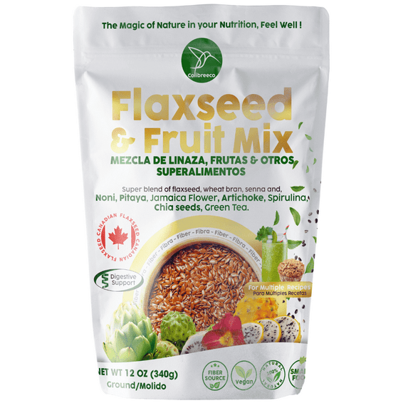 Colibreeco, Ground Flaxseed & Fruit Mix, Natural Flavor, (12 Oz Bag), Plant-Based Nutrition, Whit Fiber, Omega-3, Vegan and Gluten-Free.