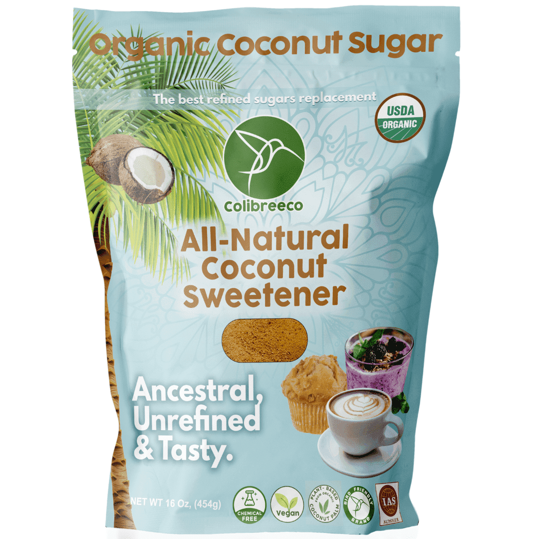 Colibreeco, Organic Coconut Sugar, (1.0 Lb Bag), Unrefined Coconut Sugar, Usda Organic, Kosher.