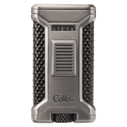 Colibri Ascari Triple Jet Flame Butane Lighter, Windproof & Refillable, Cigar Enthusiasts Choice with Integrated Punch, Blue Fuel Window, and Adjustable Flame Gunmetal + Black