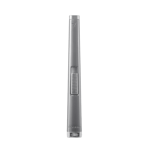 Colibri Aura 10mm Flat Flame Lighter - Elegant and Windproof with Refillable Butane, Ideal for Cigars & Candles, with Single-Action Ignition (Brushed Chrome)