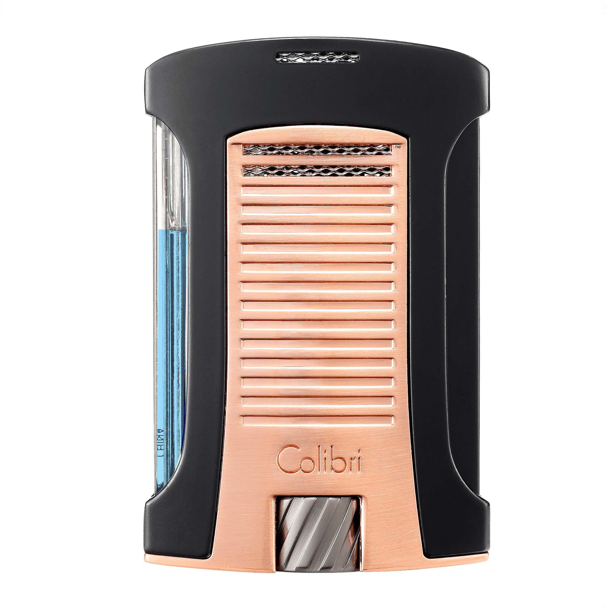 Colibri Daytona Windproof Butane Torch Lighter: Adjustable Flame, Refillable Single-Jet Cigar Lighter, Ergonomic Design with Fuel Window (Matte Rose Gold)