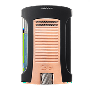 Colibri Daytona Windproof Butane Torch Lighter Adjustable Flame, Refillable Single-Jet Cigar Lighter, Ergonomic Design with Fuel Window Matte Rose Gold