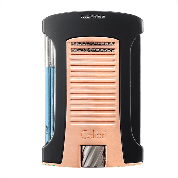 Colibri Daytona Windproof Butane Torch Lighter: Adjustable Flame, Refillable Single-Jet Cigar Lighter, Ergonomic Design with Fuel Window (Matte Rose Gold)