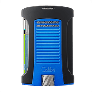 Colibri Daytona Windproof Butane Torch Lighter Adjustable Flame, Refillable Single-Jet Cigar Lighter, Ergonomic Design with Fuel Window Matte Blue