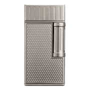 Colibri Julius Double Flame Butane Flint Cigar Lighter with Diamond-Pattern Case, Windproof & Refillable, Cigar Enthusiasts Choice with Blue Fuel Window and Adjustable Flame Gunmetal