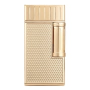 Colibri Julius Double Flame Butane Flint Cigar Lighter with Diamond-Pattern Case, Windproof & Refillable, Cigar Enthusiasts Choice with Blue Fuel Window and Adjustable Flame Gold