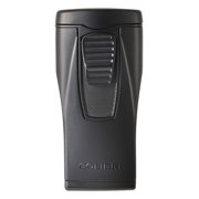 Colibri Monaco Triple Jet Flame Lighter - Windproof & Refillable, Cigar Enthusiast's Choice with Blue Fuel Window and Adjustable Flame Black + Black