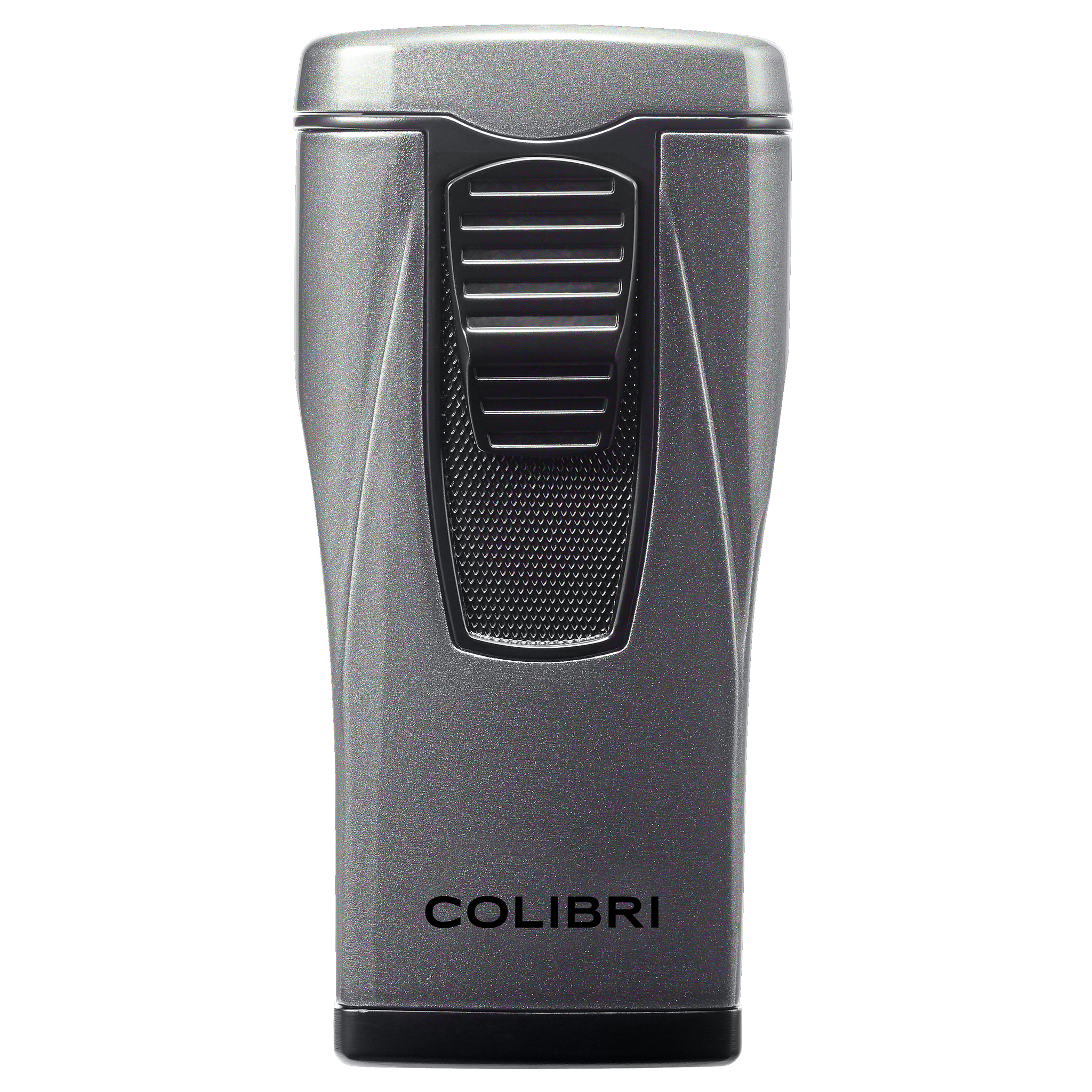 Colibri Monaco Triple Jet Flame Lighter - Windproof & Refillable, Cigar Enthusiast's Choice with Blue Fuel Window and Adjustable Flame (Metallic Charcoal)