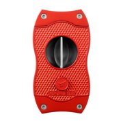Colibri Premium Diamond V-Cut Cigar Cutter - Ergonomic Stainless Steel Spring-Loaded Blade, Ideal for up to 60+ Ring Gauge - Gift for Cigar Enthusiasts Red