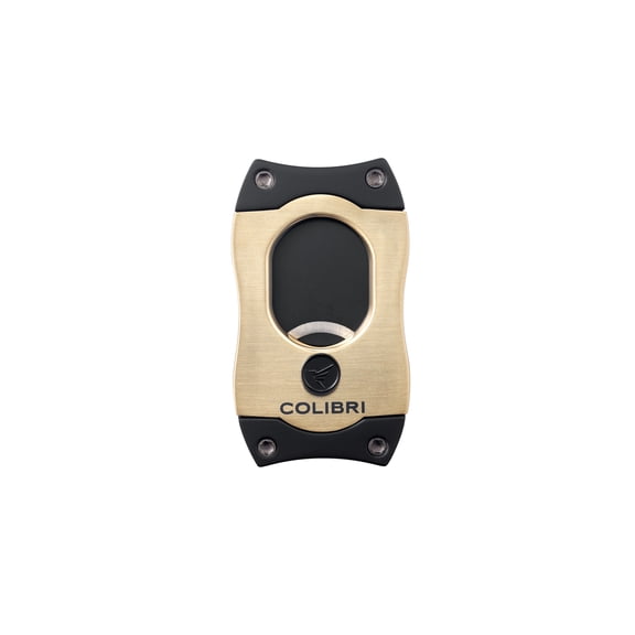 Colibri Premium S-Cut Cigar Cutter - Ergonomic Stainless Steel Spring-Loaded Straight Cut Blade, Ideal for up to 66+ Ring Gauge - Gift for Cigar Enthusiasts (Gold)