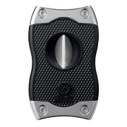 Colibri Premium SV-Cut 2 in 1 Cigar Cutter - Ergonomic Stainless Steel V-Cut and Straight Cut Style Spring-Loaded Blade, Ideal for up to 60+ Ring Gauge - Gift for Cigar Enthusiasts Black & Chrome
