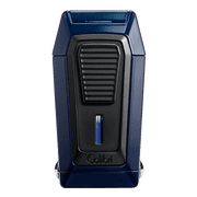 Colibri Quantum Triple Jet Lighter with Integrated Spring Loaded V-Cut Cigar Cutter for up to a Large 60+ Ring Gauge, Wind Resistant, Altitude Tested, Refillable Butane Midnight Navy