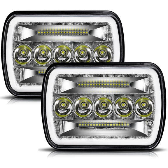 Colight  2PCS 5x7 7x6 Inch LED Headlights High-low Beam DRL Turn Signal  Headlamp Fit for Jeep Cherokee XJ Wrangler YJ