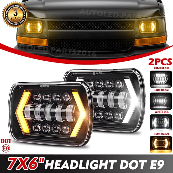 Colight 5x7 7x6 H6054 LED Headlights Compatible w/ Jeep Wrangler YJ Cherokee XJ Comanche MJ Ford Chevy Chevrolet GMC TOYOTA Nissan Dodge [DOT Approved] [DRL] [Turn Signals] [Hi/Low Sealed Beam]
