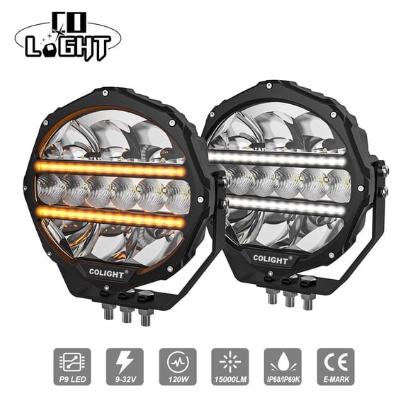 Colight 9 inch Round LED Work Light Driving Fog Lamp Pods DRL Truck Offroad ATV