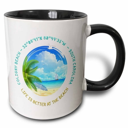 3drose, Coligny Beach, Hilton Head, Coligny, South Carolina Summer Gift, 15oz Two-tone Black Mug