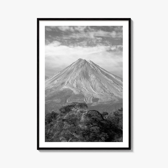 Colima Black And White Fine Art Photo Print Mexico Landscape Colima Volcano, Unframed Paper Print