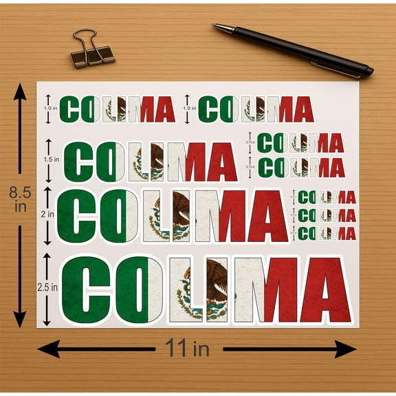 Colima Mexico Flag Letters Vinyl Sticker Decal Set  Full Color, Laminated, Weatherproof  for Cars, Laptops, Toolboxes, Coolers, and More