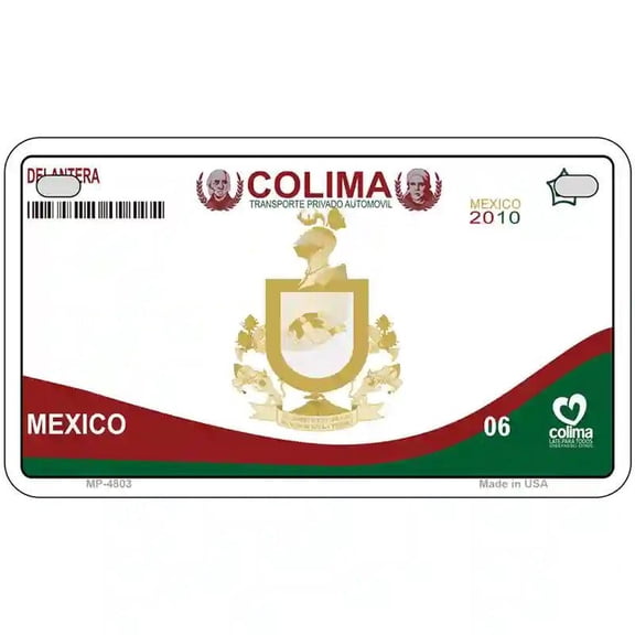Colima Mexico Novelty Metal License Plate 7" x 4" Motorcycle