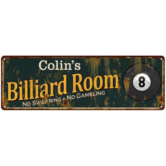 Colin's Billiard Room Green Sign Man Cave 8x24 108240009144