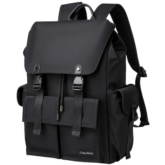 COLINS KEIRS 16 Inch Laptop Backpack for Men, Drawstring, Waterproof, Large 30 L Backpack for Travel, Work, College or Daily Use, Black