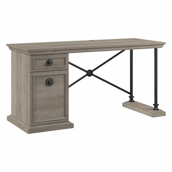 Coliseum 60W Designer Desk with Storage in Driftwood Gray - Engineered Wood