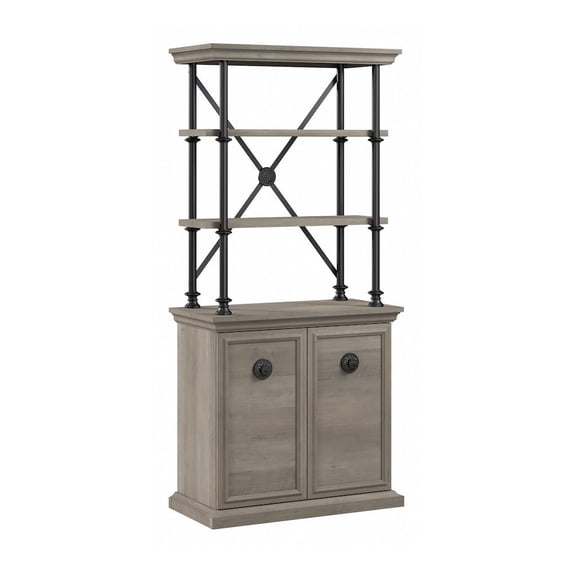Coliseum Designer Bookcase with Doors in Driftwood Gray - Engineered Wood