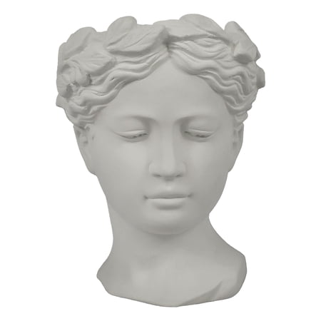 Coliseum Studio Medium Goddess Concrete Planter with Drainage - Handmade in USA  8" x 6" (White)