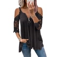 thumbnail image 1 of Colisha Casual Blouse Top for Women Off Shoulder Strap T Shirt Plus Size Summer Beach Hollow Short Sleeve Tee Sexy V Neck Tunic, 1 of 4