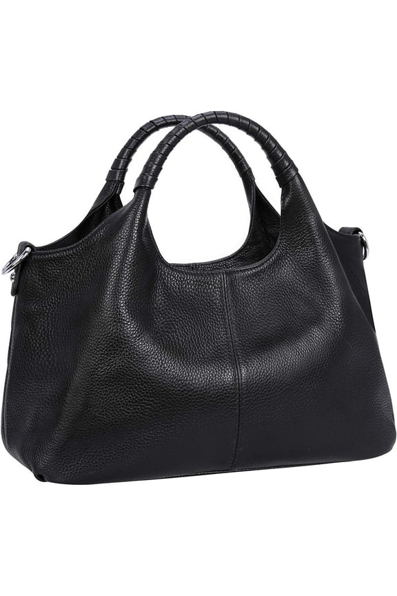 Genuine Leather Purses and Handbags for Women Top Handle Satchel Large Work Tote Shoulder Crossbody Bag Black