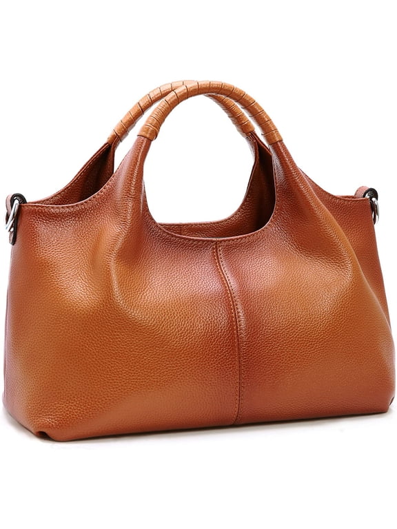 Genuine Leather Purses and Handbags for Women Top Handle Satchel Large Work Tote Shoulder Crossbody Bag Brown