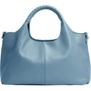 Colisha Genuine Leather Purses and Handbags for Women Top Handle Satchel Large Work Tote Shoulder Crossbody Bag Sky Blue