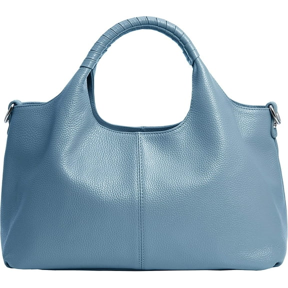 Colisha Genuine Leather Purses and Handbags for Women Top Handle Satchel Large Work Tote Shoulder Crossbody Bag Sky Blue