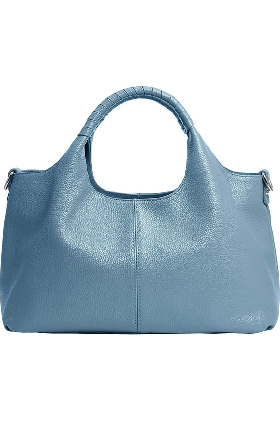 Genuine Leather Purses and Handbags for Women Top Handle Satchel Large Work Tote Shoulder Crossbody Bag Sky Blue