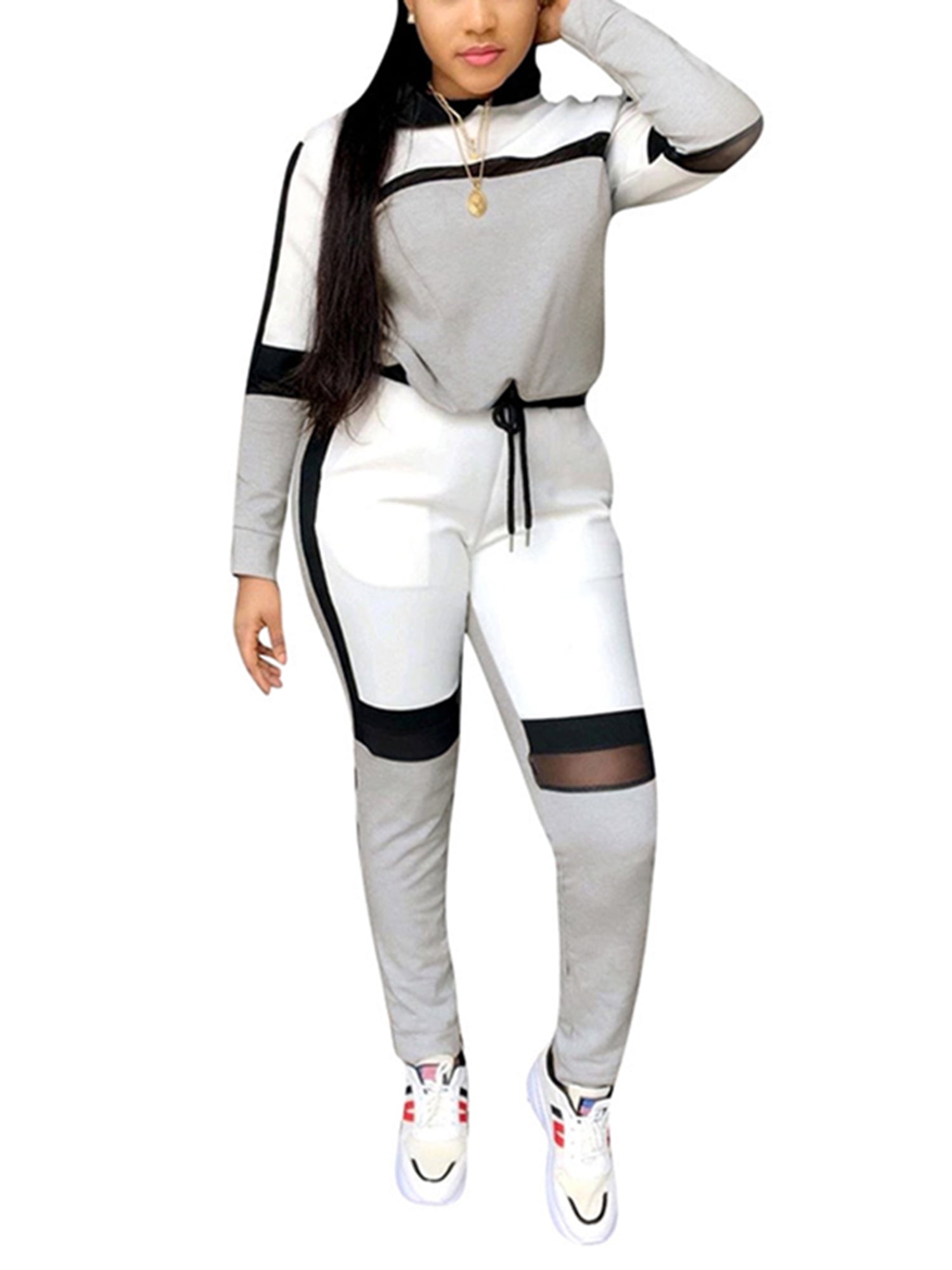 Colisha Ladies Jogger Sets Long Sleeve Tracksuit Set Color Block