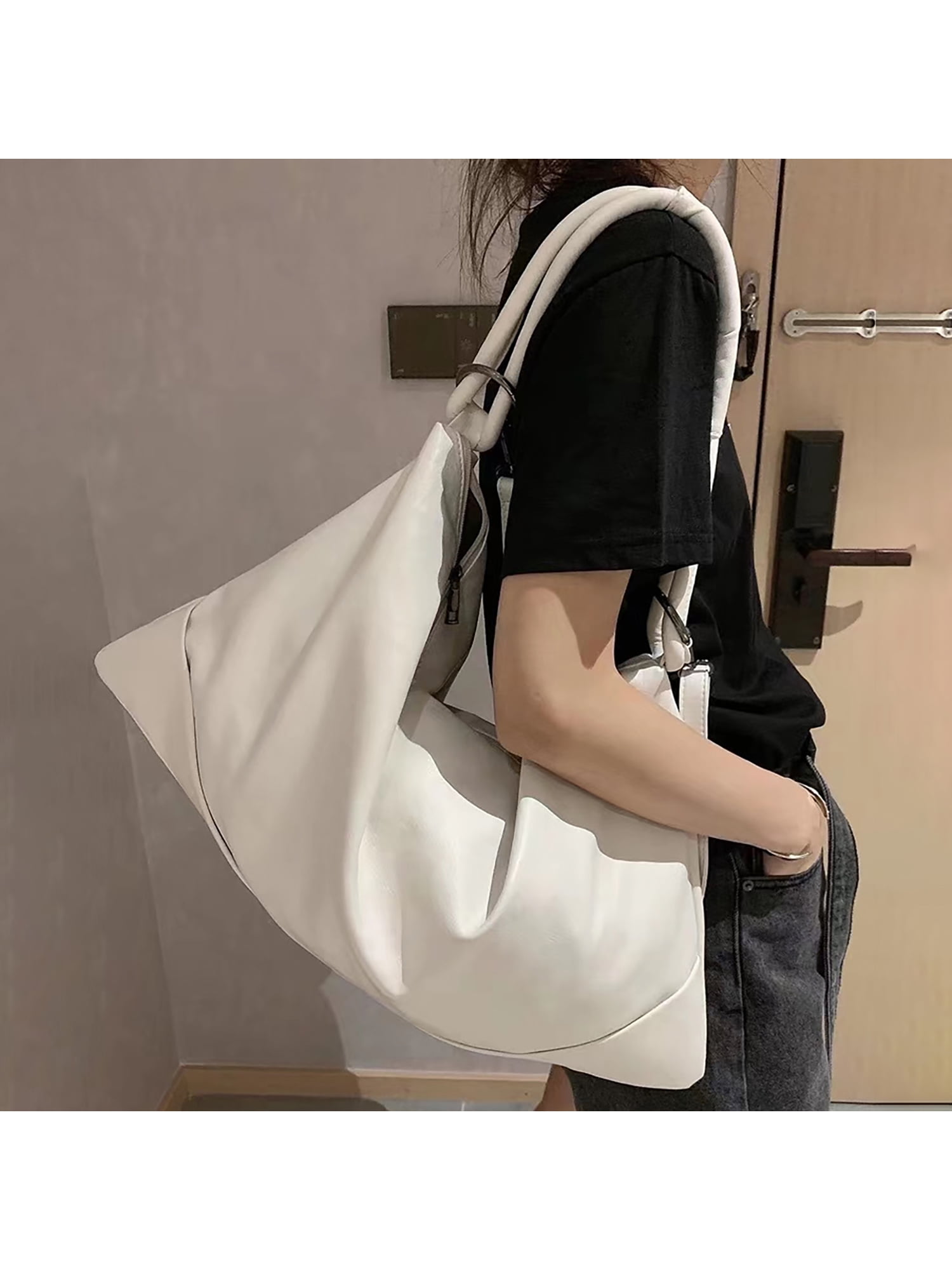 Trendy Crossbody Bag For Women Shoulder Bag Soft PU Leather Handbags Purses  Multi Pocket Hobo Tote Bag Slouchy Bag