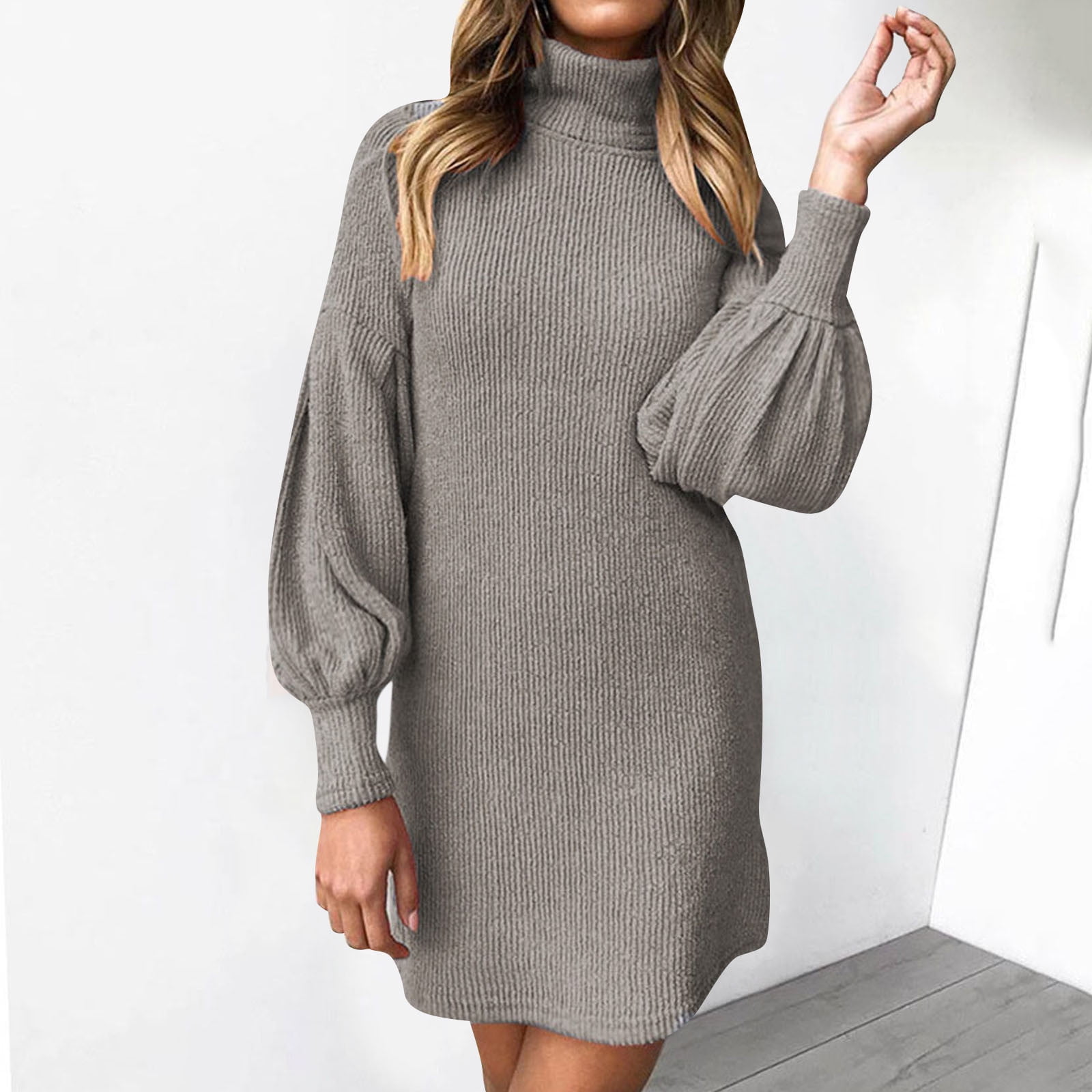Colisha Long Sleeve Solid Dress for Womens Neck Zimbabwe | Ubuy